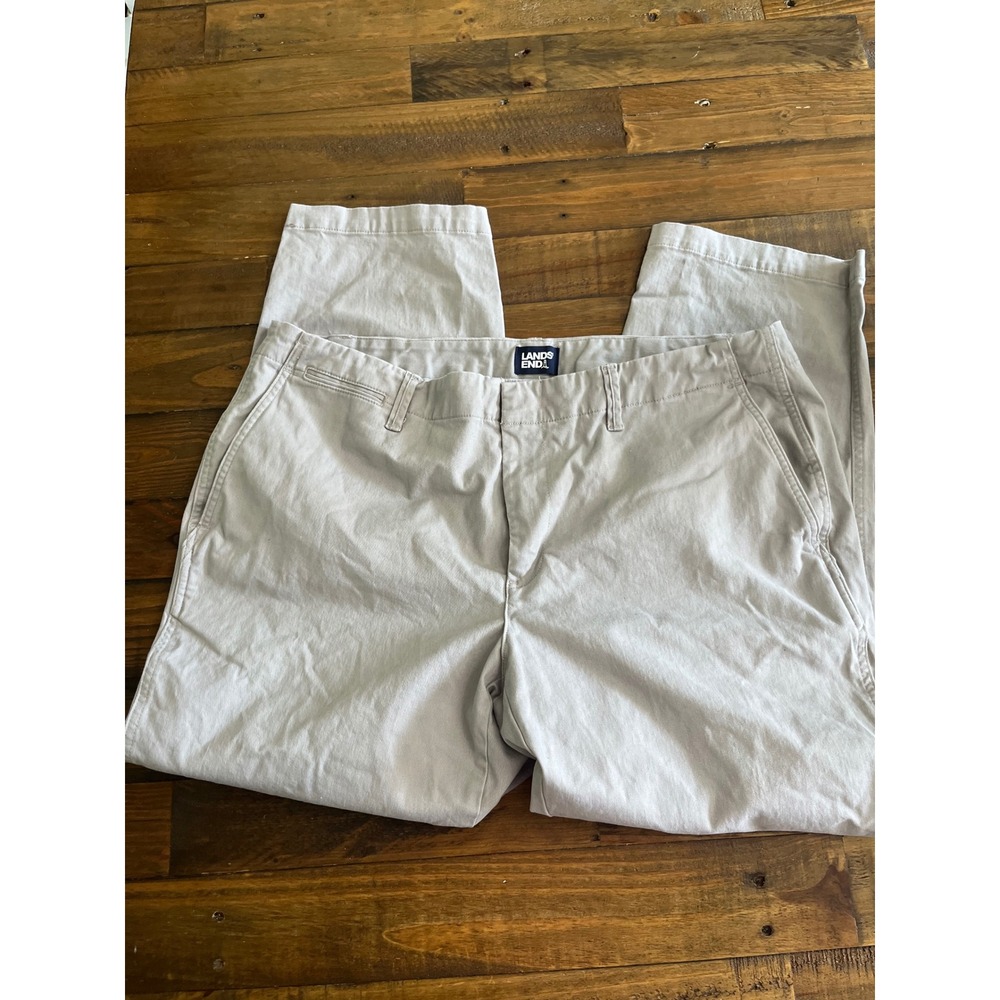 LANDS' END Chino Pants Straight Leg Womens 16W Gray Minimalist Casual Chinos
